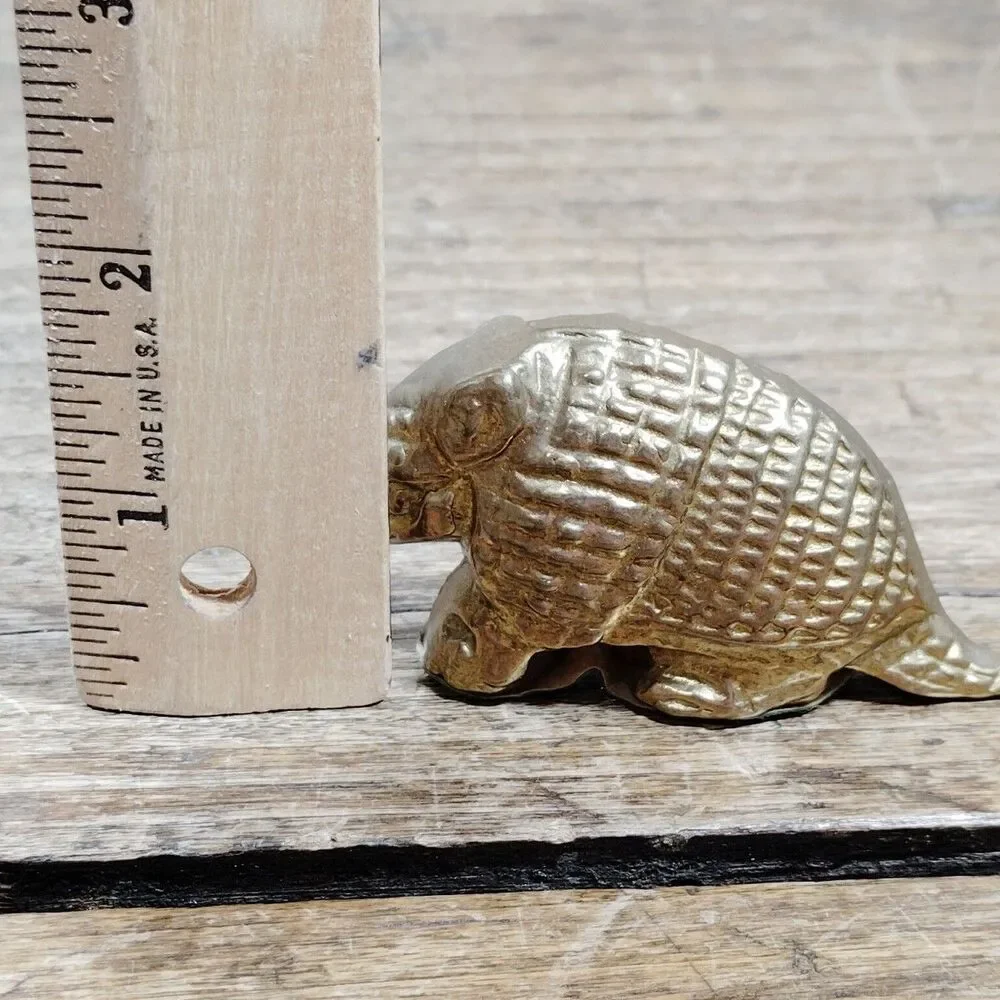 Vintage Brass Figurine Paperweight MCM Armadillo Animal